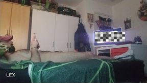 Lextalon jerks off on bed watching porn on TV - Until Hot Cumshot