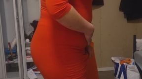 Sexy red dress and pantyhose