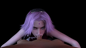 Sakura sucks cock in POV - Naruto 3D Hentai Parody