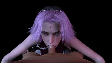 Sakura sucks cock in POV - Naruto 3D Hentai Parody