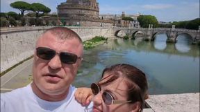 Rough Couple Sex in Rome - Hairy MILF Mirror Play &amp; Creampie