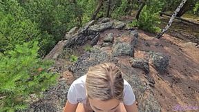 Sucking coach's massive cock&#x1F346; on the mountain trails, extracting every last drop.