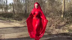 Latex Superhero Miss Fetilicious shows off her biggest boobs