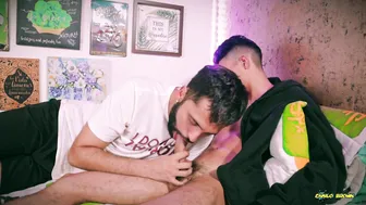 Camilo Brown Gives Deep Blowjob to Young Twink Andres and Swallows Massive Load