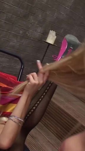 Stunning moment from "Modeling gigs usually end up with sex and this time it is with a busty blonde lesbian"