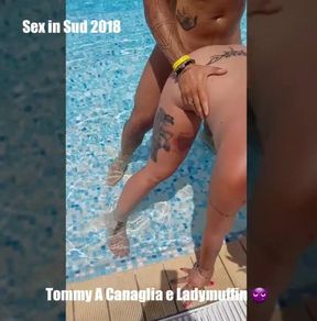 Ladymuffin and Tommy's Poolside Adventure: Italian Couple's Bold Outdoor Encounter