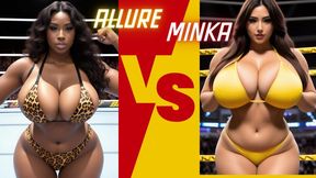 Topless big tit female pro wrestling: Minka Kim vs Allure LOW