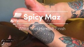Spicy Maz White Toes Handjob Finish