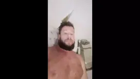 Very extremely dirty talk by Russian hairy man and big cumshot on hairy body