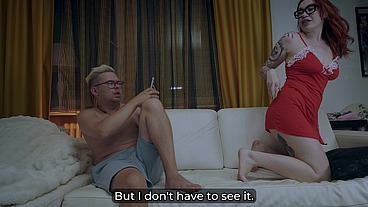 Step Mom Shares Couch with Step Son Massage Ends in Facial Blast!