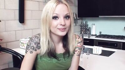 Faye Runaway Nathan Threat tattooed blonde impaled by a black cock;