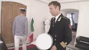 Brunette beauty gets anally fucked by Rocco's big dong