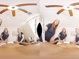 Masseuse women Electra Rayne, Eliza Eves, and Skylar Snow aid themselves to your large knob