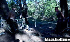 MuscleJockBound.com - Dire Callahan traps subs' balls for scrotum torment