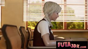 Hot FUTA Teacher Shoves Her Huge Dick In Blonde Babe