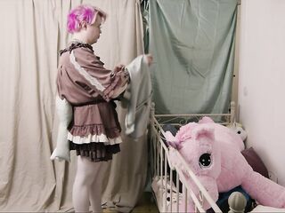 Dressing up and posing in my sissy maid uniform