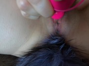 Masturbation with Furry tail butt plug 4K