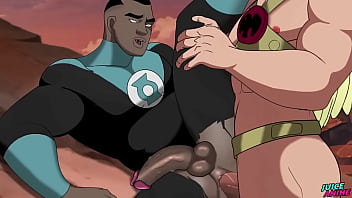 Green Lantern swallowing big cocks with his delicious black ass - UNCENSORED - Hentai Bara Yaoi