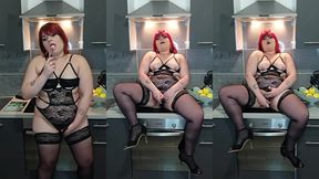 se faire plaisir en solo devant son homme, dans sa cuisine, sur son plan de ...