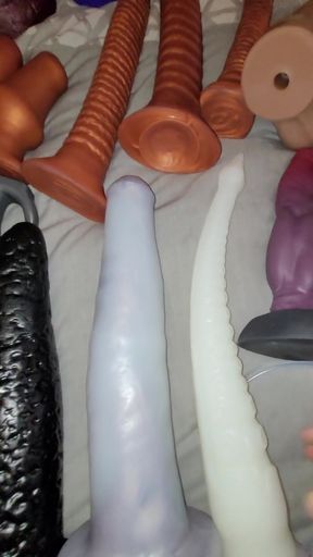 My toy collection. Mass destructions  Squarepeg toys Bad Dragon hankeys toys. Anal toy addiction.   Clip 1