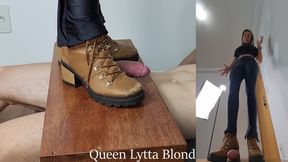 Queen Lytta Blond - Sexy Boots CBT Ep 6 - 2 Angles - CBT - Cock Trampling - Foot Domination - Foot Humiliation - Ballbusting - C