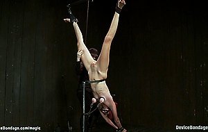 Redhead lesbian in inverted bondage