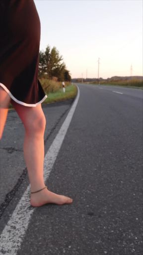 Walk in Tights on the Country Road