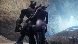 Werewolf threesome with two Draenei Girls in a Cave | Warcraft Porn Parody