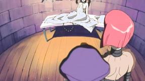 ”Lezdom BDSM butt beading for restrained teen”