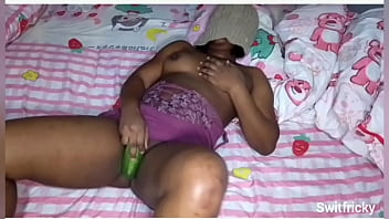 Fucking my horny pot with cucumber