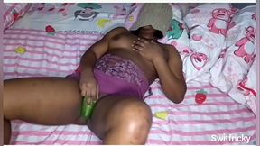 Fucking my horny pot with cucumber