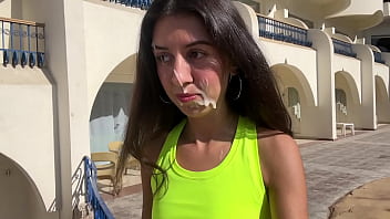 Fit girl loves to fuck after training, get a facial and walk with sperm in public - Cumwalk