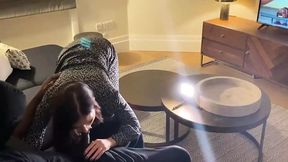 Amateur goddess gobbles on BBC then gets fucked on the sofa