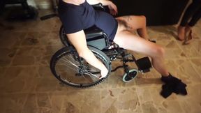 Dominant Babes Tease Bound Man in Wheelchair BDSM Threesome