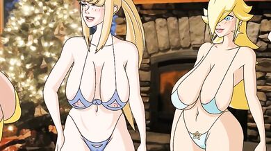 [Xmas Hentai Game] Ep.11 Nintendo sex orgy with Santa with samus rosalina peach and zelda