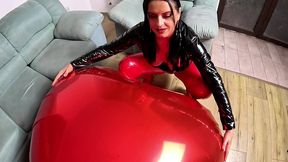 giant heart balloon pvc fetish. balloon pop, deepthroat and cum play
