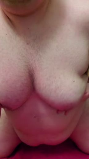 Fat Guy Milks His Tits and Cums