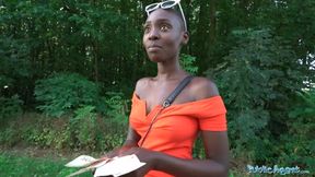 Ebony model taken into the woods for hard outdoor fucking