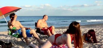 Wild Beach Sluts Hardcore Foursome Orgy
