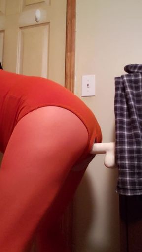 Cd dildo play in nylon pantyhose leotard.