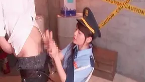 Sassy cop diva gives hand job