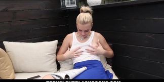Blonde Tiffany Watson takes big black cock at home