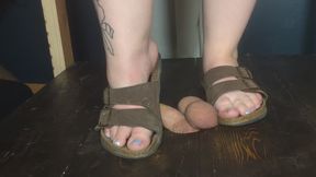 Sandal and barefoot trample