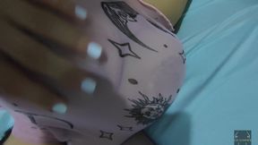 I give a black guy a handjob with my pussy, my feet, and my big tits