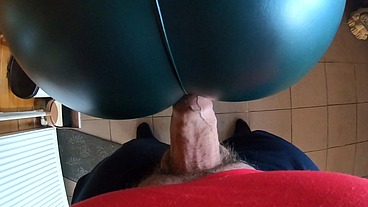 Tight Green Leather Pants Cameltoe – Blowjob & Doggy with Cum on My Fur Coat & Downjacket