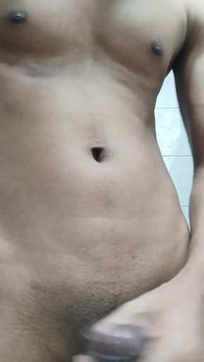 Masterbating with oily dick