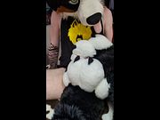 Good Boy's first ever pawjob. HUGE MESS!