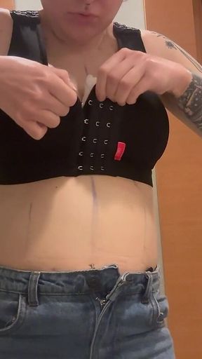 First Shower After Boob Job - Drains Out, Swollen & Bruised