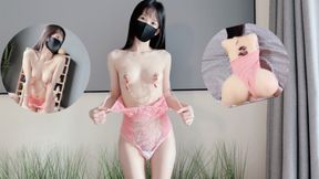 Curvy Asian student tries huge backdoor plugs