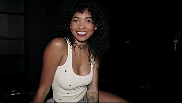 Petite Ebony Latina gives a sultry smile before getting fucked hard